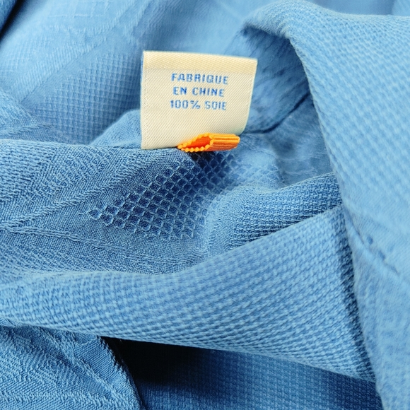 TOMMY BAHAMA ORIGINAL FIT JACQUARD PALM LEAF PRINT CAMP SHIRT, BRIGHT COBALT XL - Picture 9 of 13